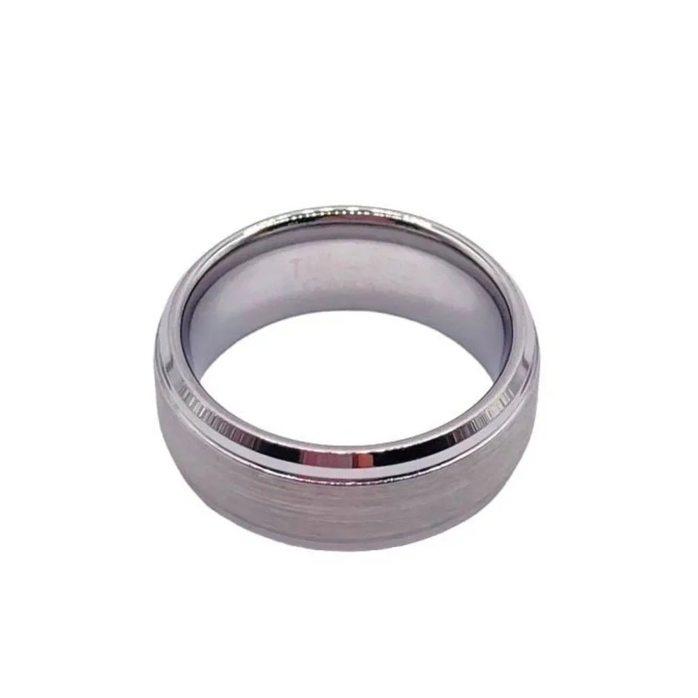 Brushed Nickel Tungsten Carbide Steel Ring Size 7.5